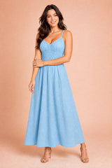 Vestido longo com smock e costas nuas