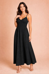 Vestido longo com smock e costas nuas