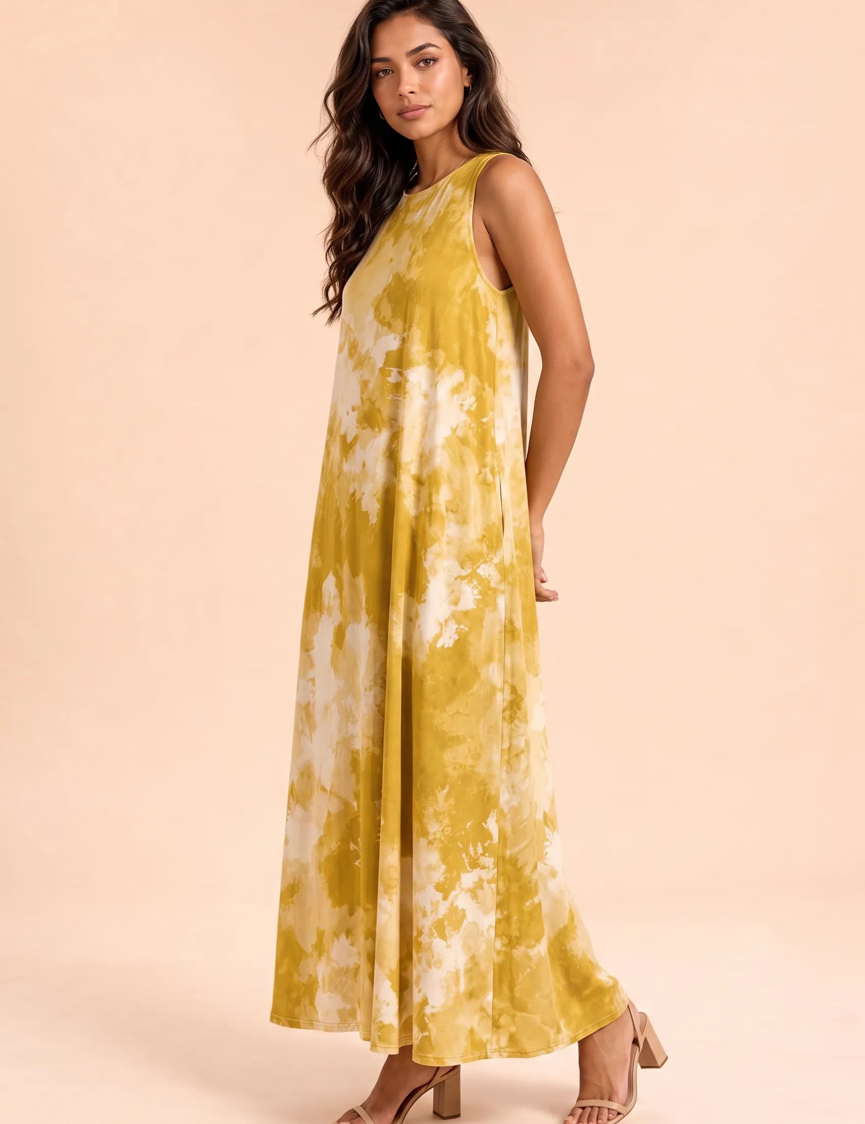 Robe longue tie-dye | Variante Jaune | Lounelle Paris