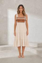 Robe midi à bretelles smockée | Lounelle Paris