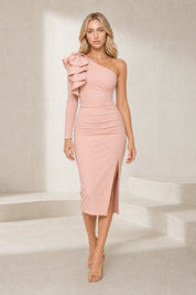 Robe midi asymétrique fendue | Lounelle Paris