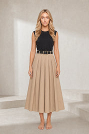 Robe noire bicolore sans manches | Lounelle Paris
