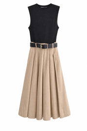 Robe noire bicolore sans manches | Lounelle Paris