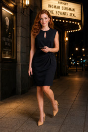 Robe sans manches encolure ajourée | Variante Noir - Lifestyle | Lounelle Paris