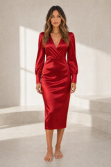 Robe satinée à col V