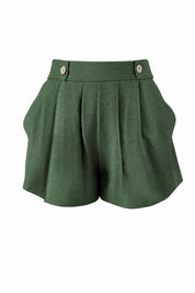 Short ample vert militaire taille haute | Lounelle Paris