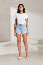 Short en jean bleu taille haute | Lounelle Paris