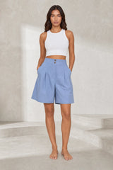 Short plissé taille haute