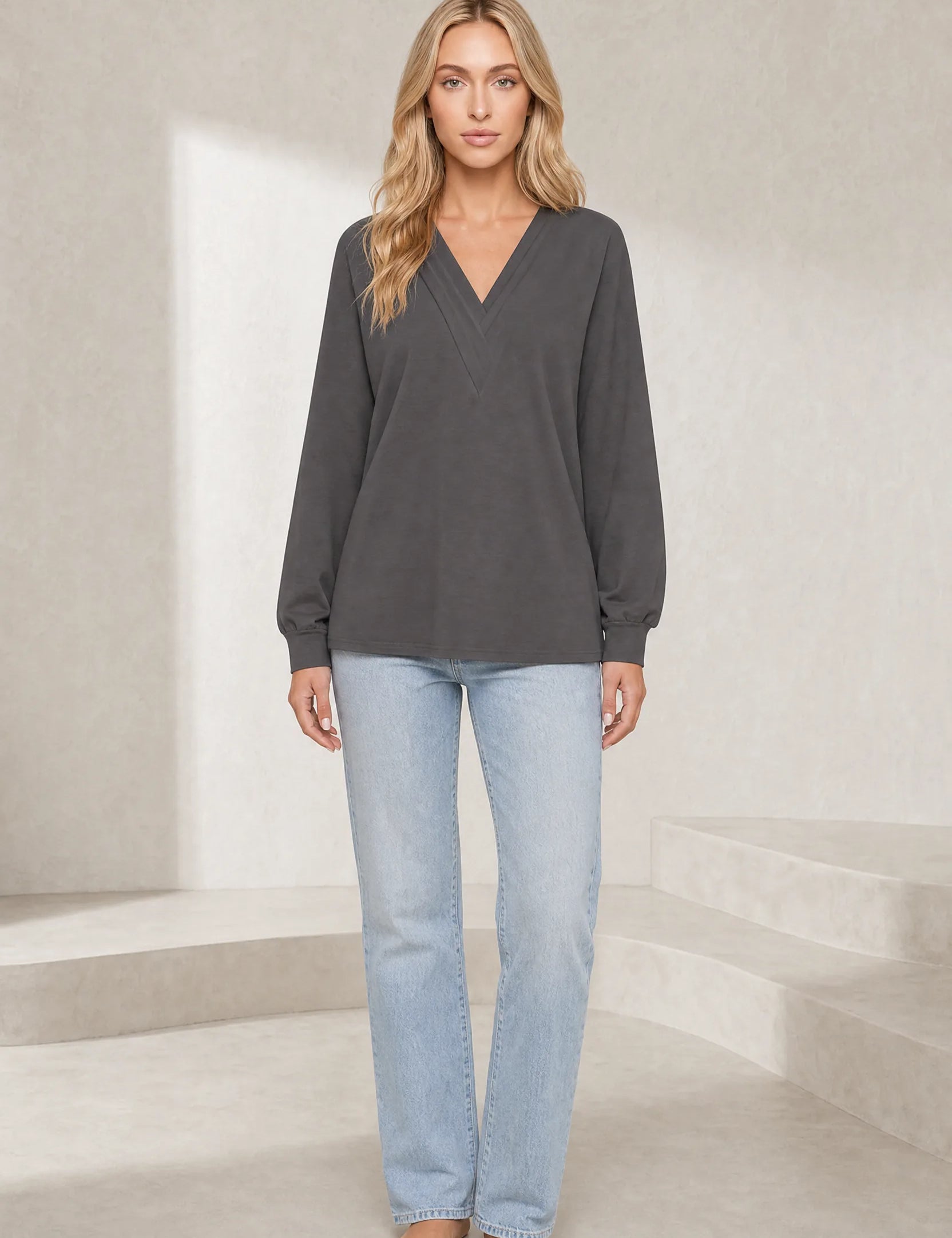 Sweat ample col V croisé | Lounelle Paris