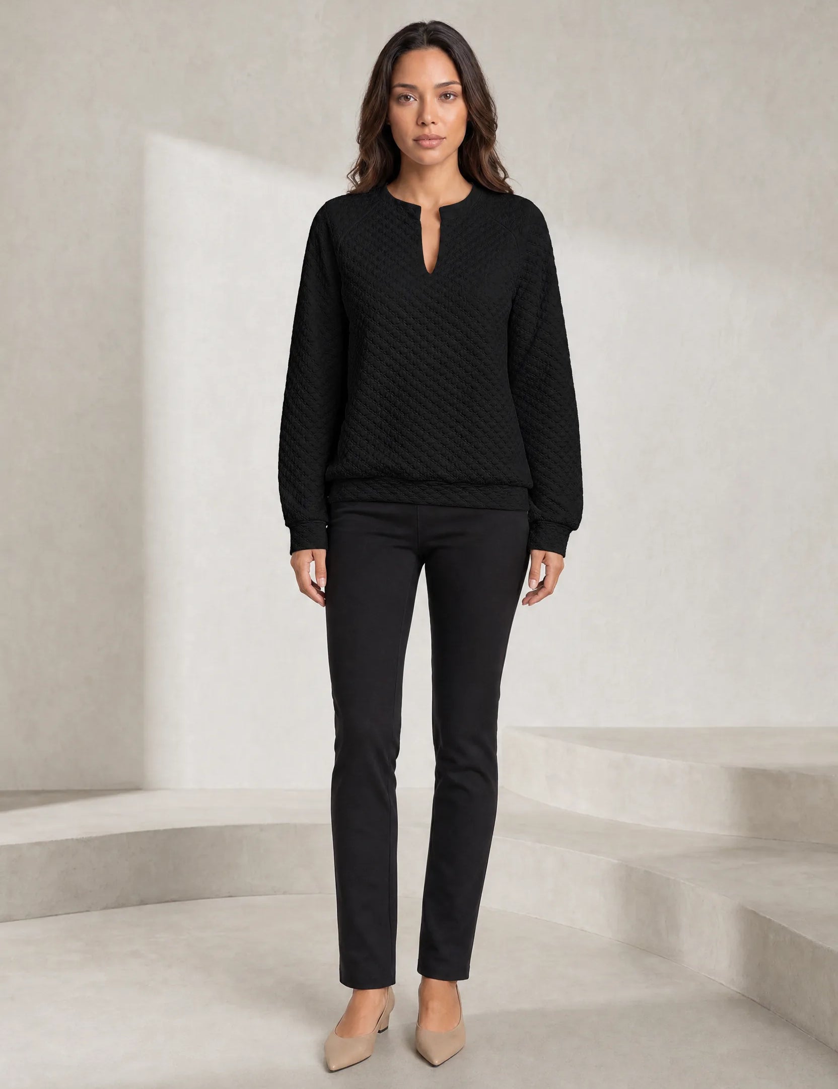 Sweat matelassé col fendu | Lounelle Paris