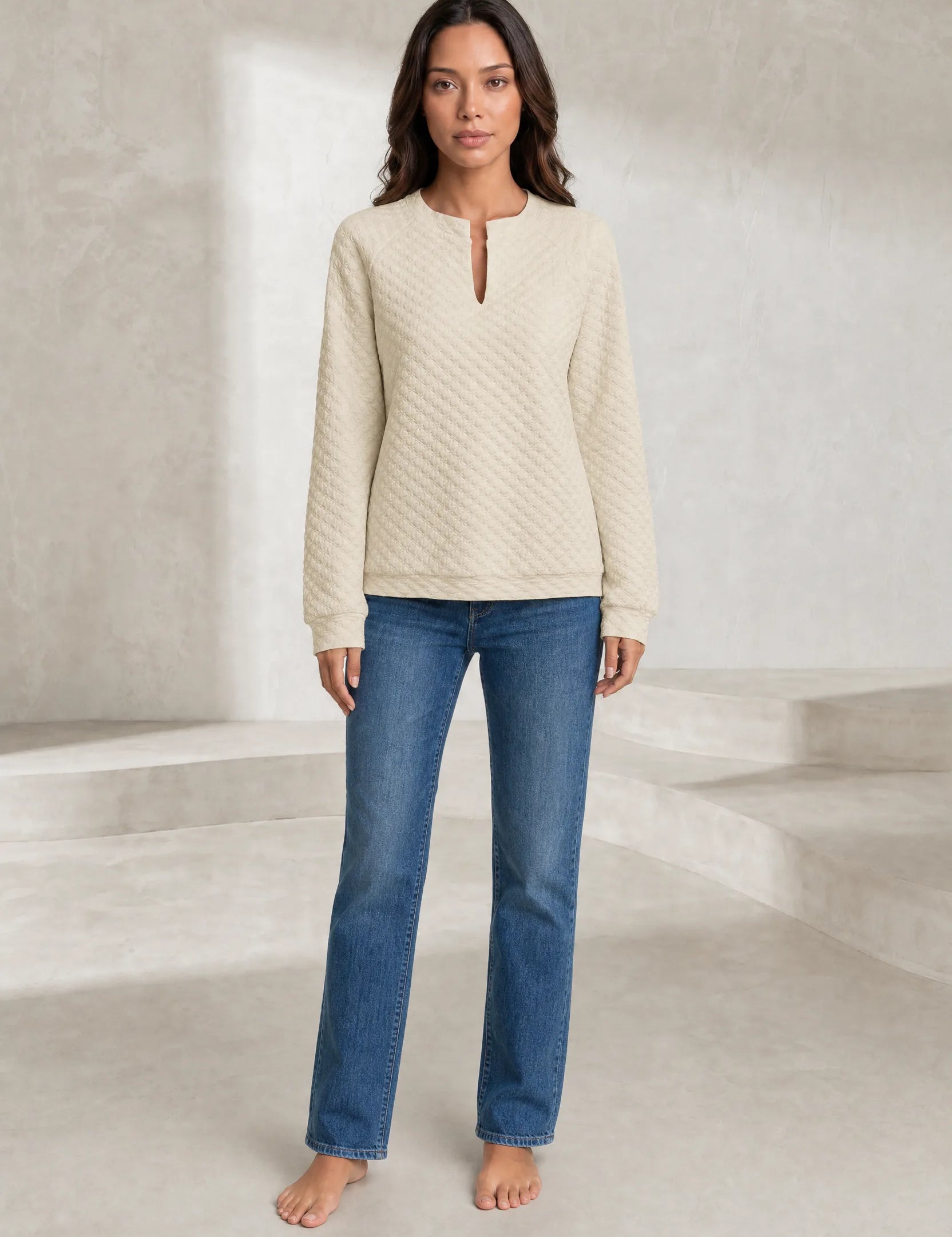 Sweat matelassé col fendu | Lounelle Paris