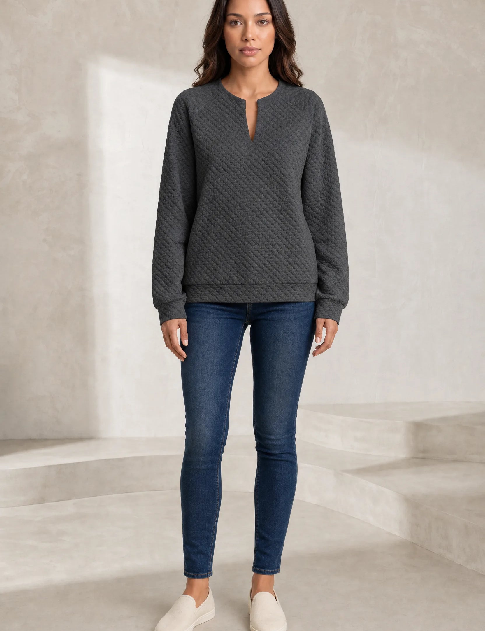 Sweat matelassé col fendu | Lounelle Paris