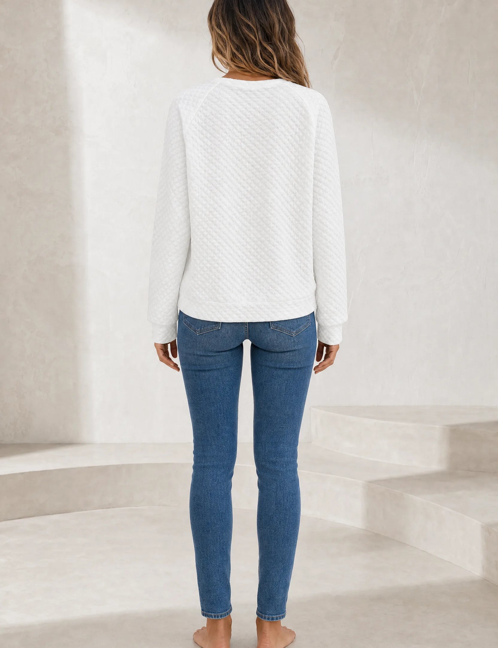 Sweat texturé col en V | Lounelle Paris