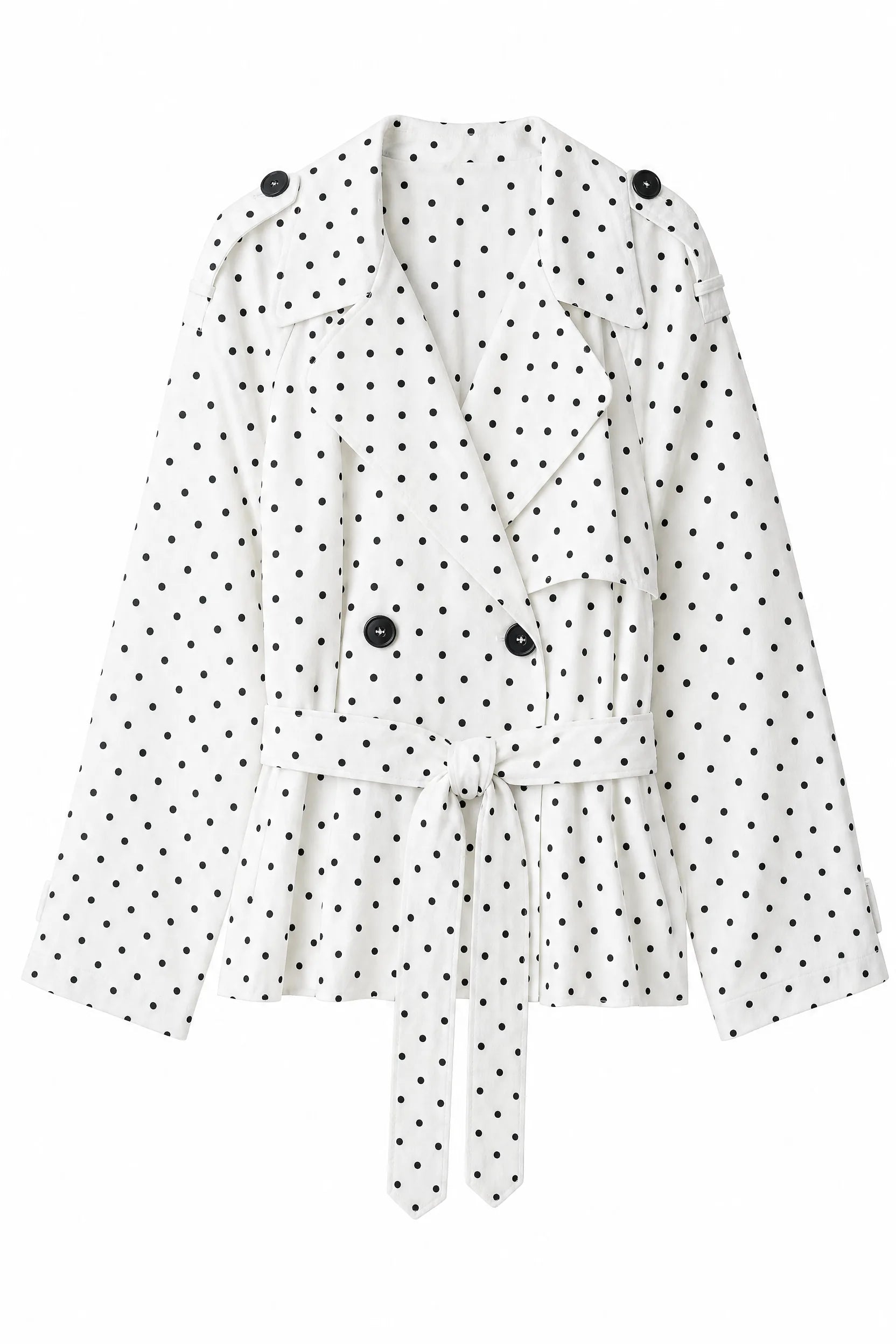 Trench blanc à pois ceinturé | Lounelle Paris