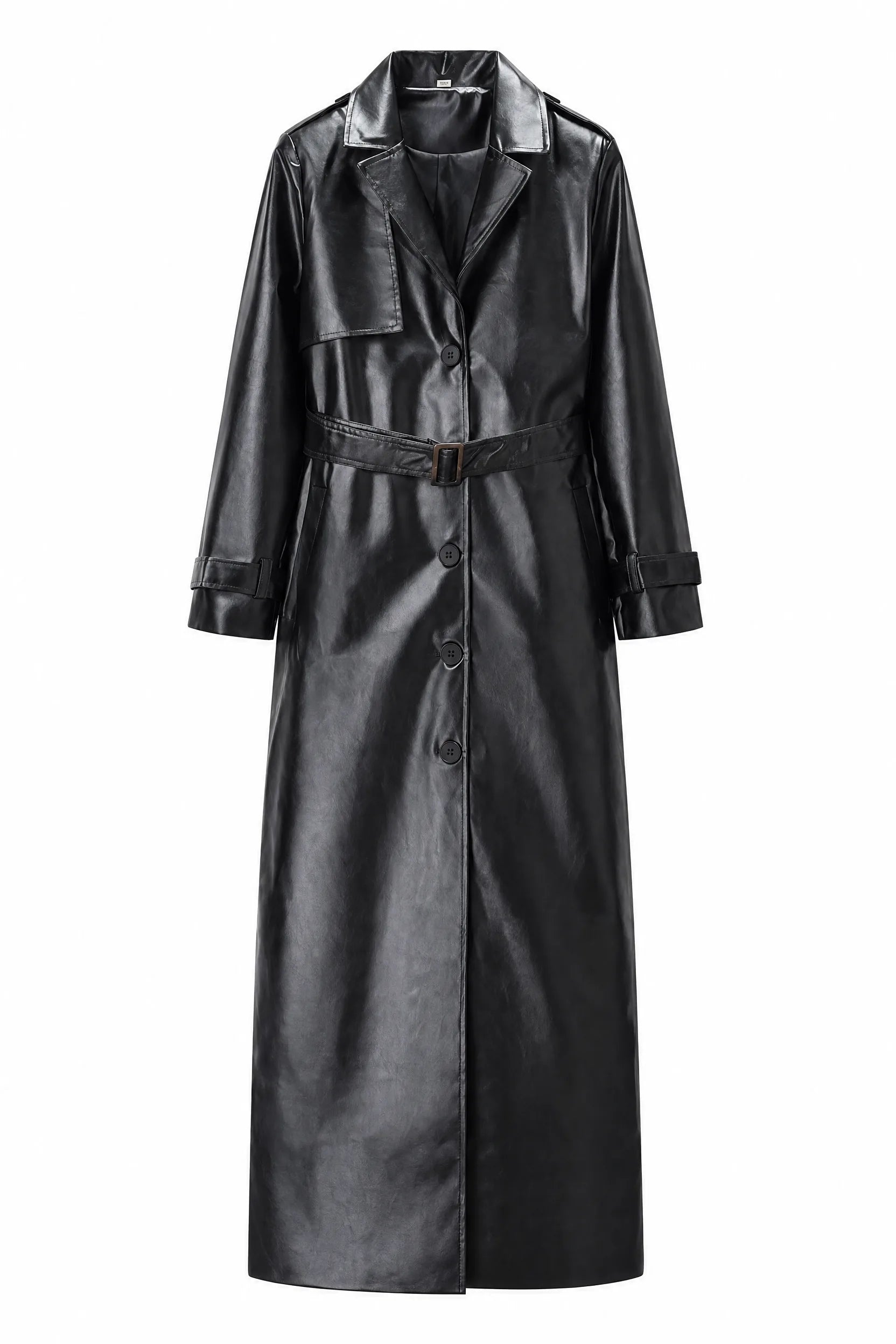 Trench long noir effet cuir | Lounelle Paris