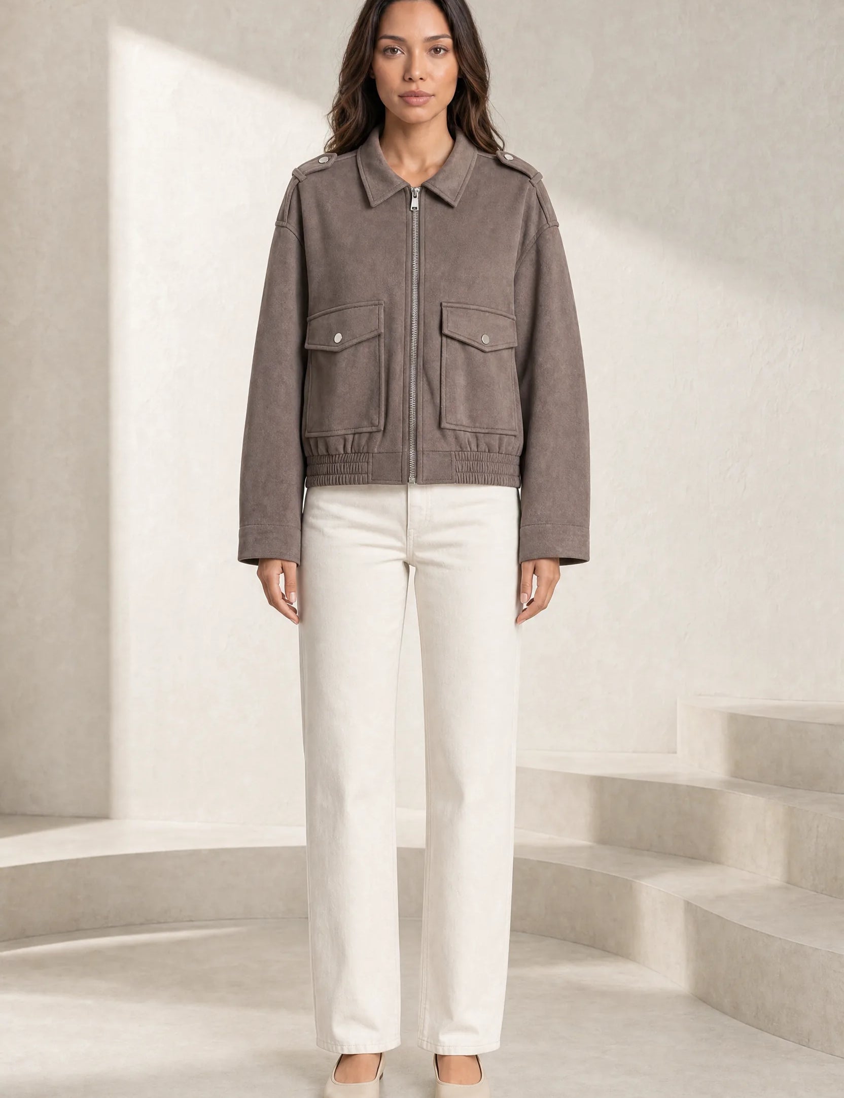 Veste ample effet suédine | Lounelle Paris