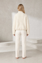 Veste maille beige col montant | Lounelle Paris