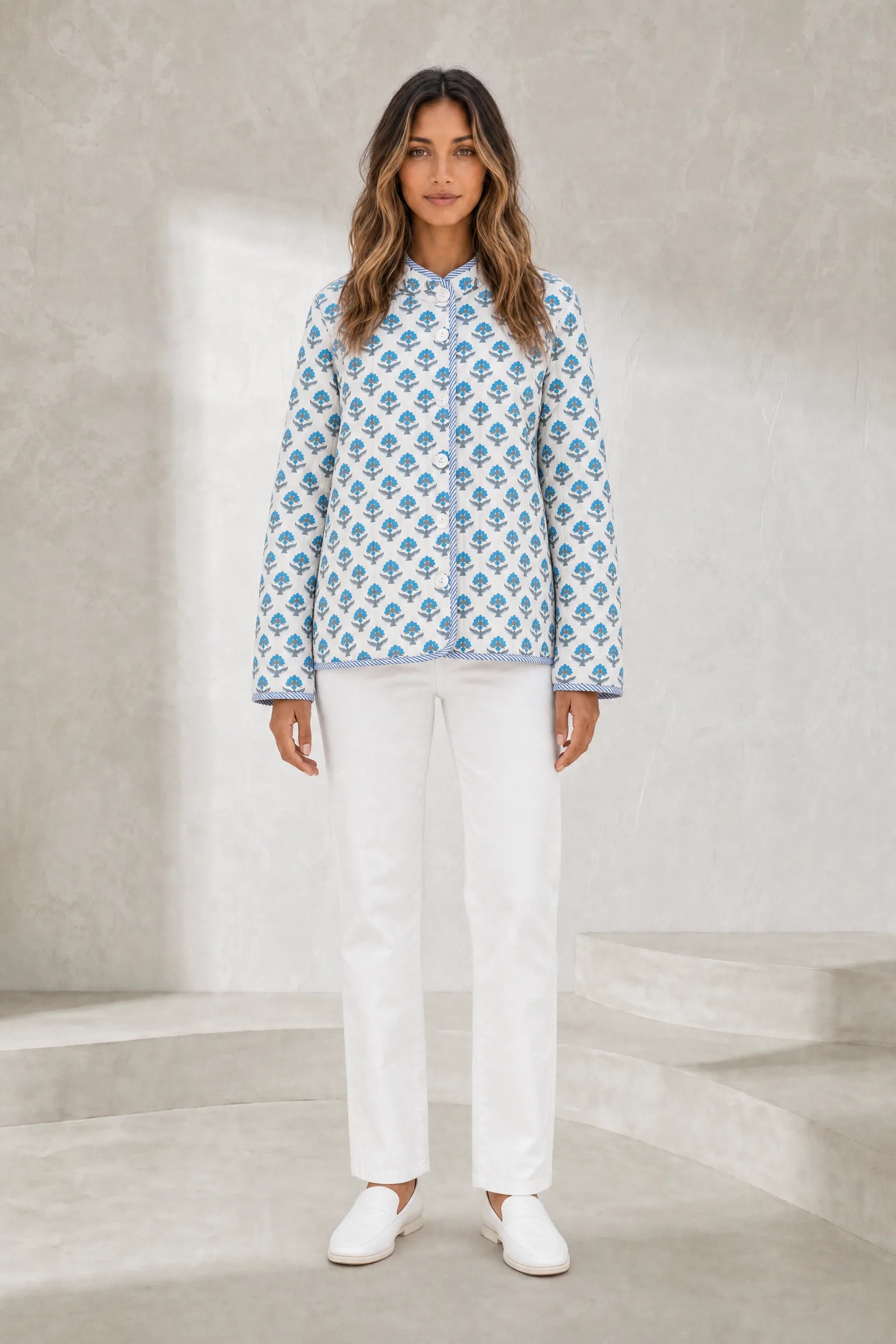 Veste matelassée imprimée col montant | Lounelle Paris